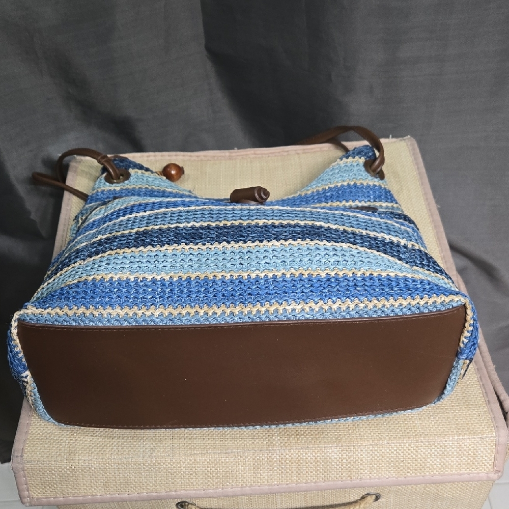Relativity Blue and Brown Striped Shoulder Bag - Picture 5 of 13